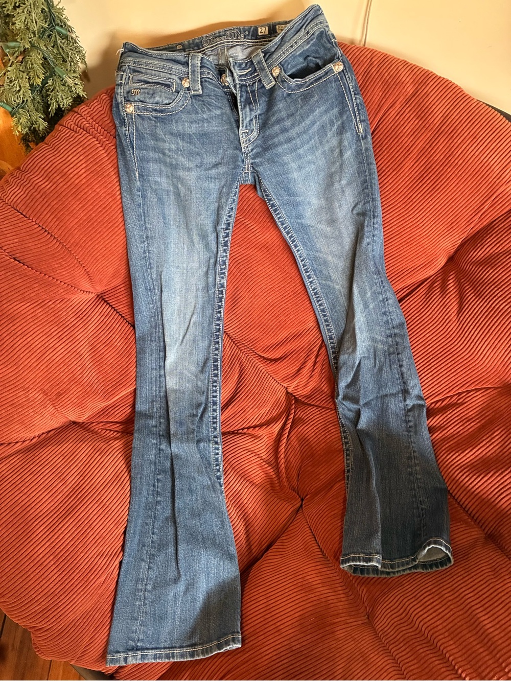 Forever 21 Medium Blue Flare Jeans - Subtle Distress